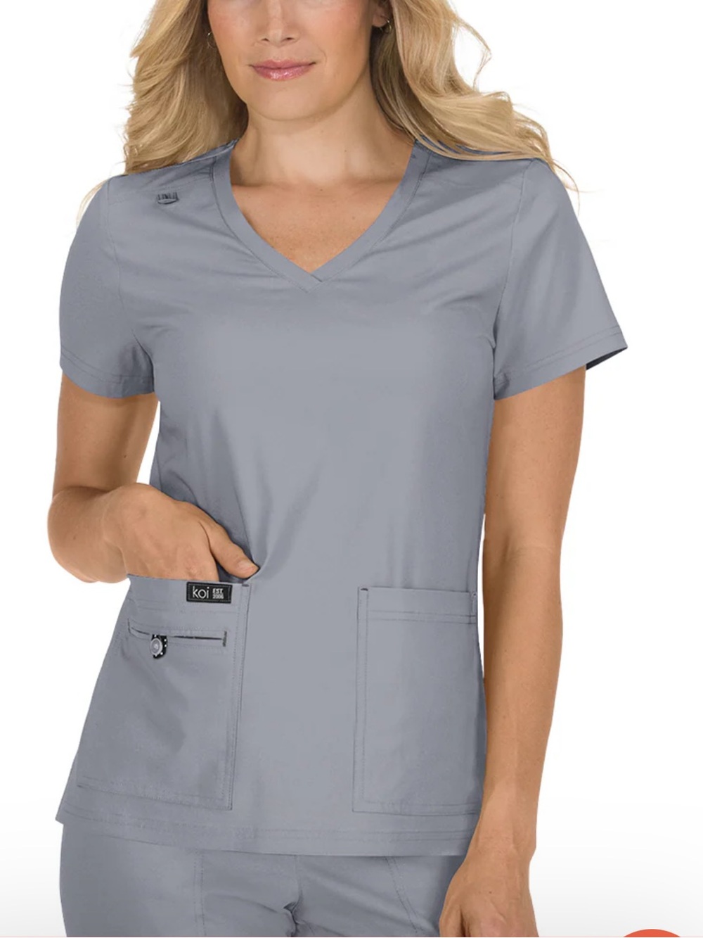 KOI Basics Becca Platinum Grey Scrub Top - Medium